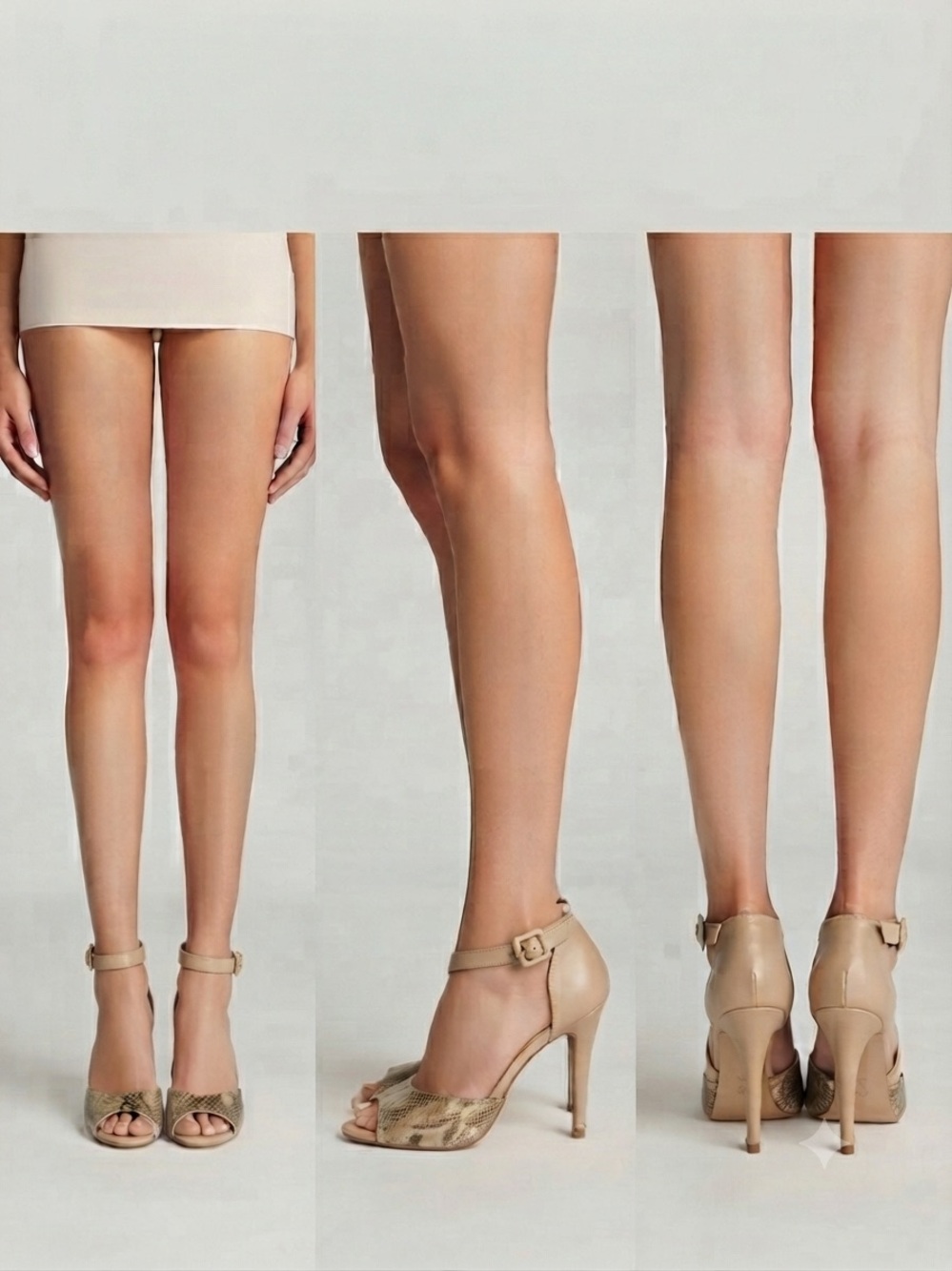 De Blossom Collection Taupe Beige Ankle-Strap Stiletto Heels